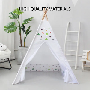 Gominimo Kids Teepee Tent With Side Window And Carry Case (White Forest)