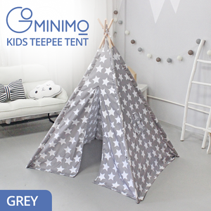 Gominimo Kids Teepee Tent With Side Window And Carry Case (Grey Star)