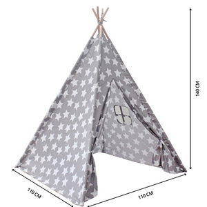 Gominimo Kids Teepee Tent With Side Window And Carry Case (Grey Star)