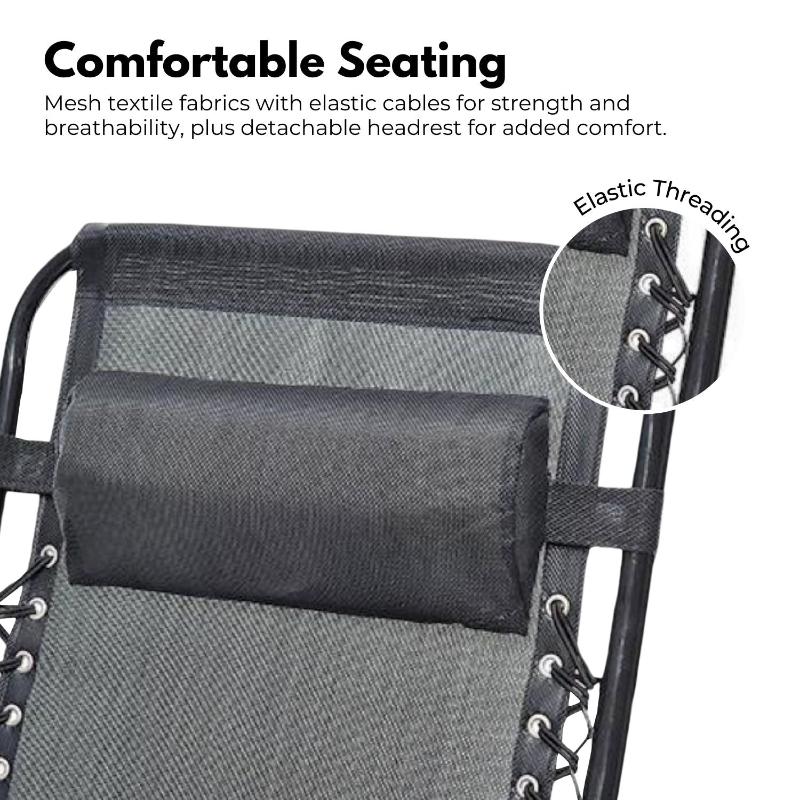 Kiliroo Folding Reclining Camping Chair With Breathable Mesh (Black)