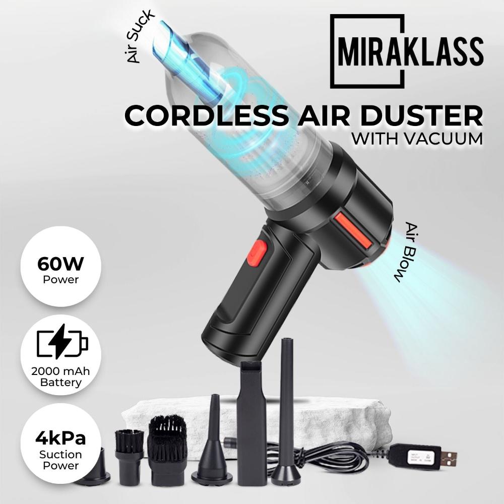 Miraklass Cordless Air Duster With Vacuum (Black)