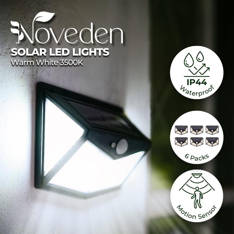 Noveden 6 Packs Solar Led Lights With 3 Modes (Black)