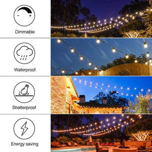 Noveden 53Ft 15+1 Bulbs Led Outdoor String Lights Garden Party Decoration