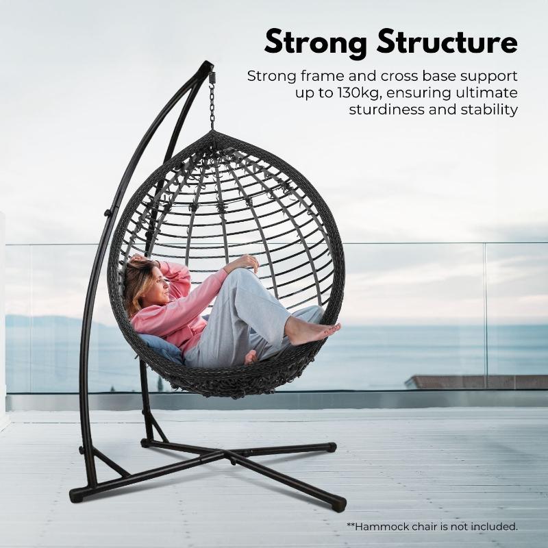 Noveden Hammock Chair Stand For Hanging Air Porch Swing (Black)