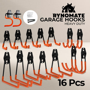 Rynomate 16 Pack Garage Hooks Heavy Duty (Orange)