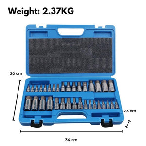 Rynomate Hex Bit Socket Set With 1/4" 3/8" 1/2" Allen Key Adapter 34Pc