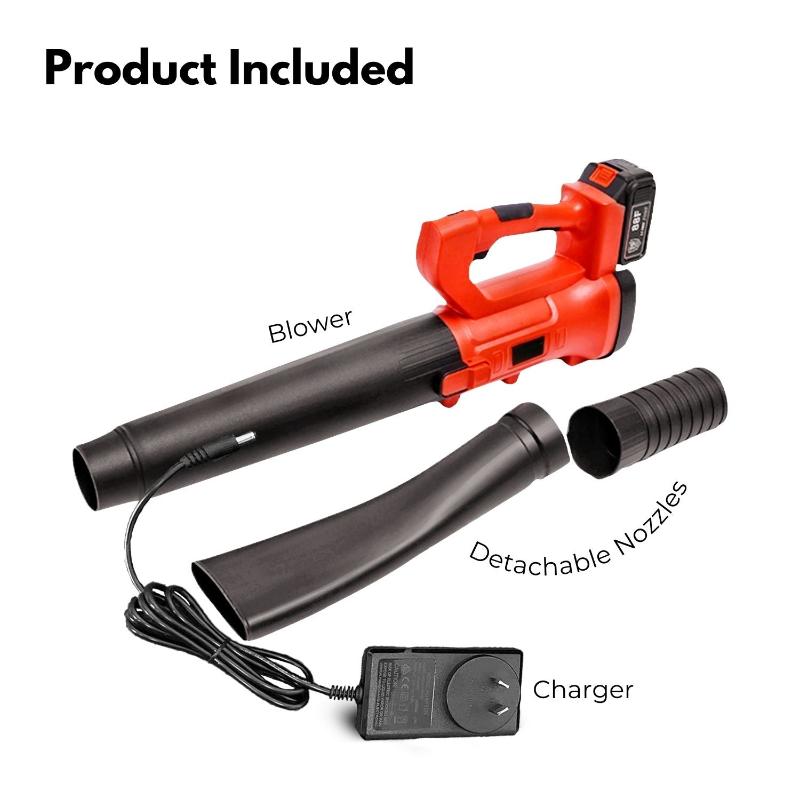 Rynomate 18V Cordless Leaf Blower With Lithium Battery And Charger Kit (Red Black)