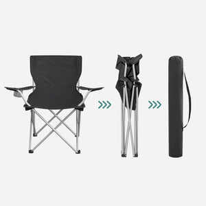 Songmics Set Of 2 Folding Camping Outdoor Chairs With Armrests And Cup Holders Black