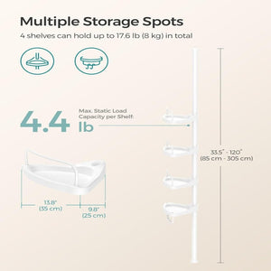 Songmics Adjustable Bathroom Corner Shelf With 4 Trays White