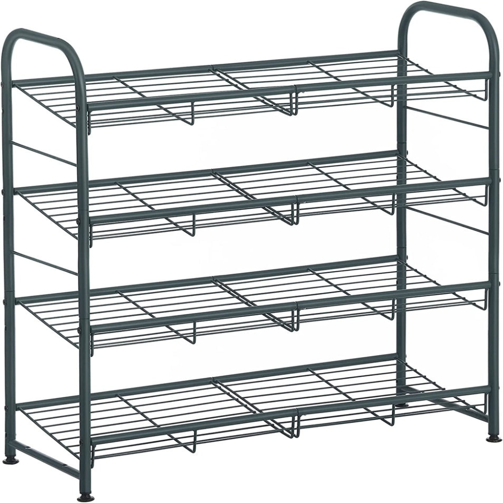 Songmics 4 Tier Shoe Rack Storage 16 Pairs Organizer Gray