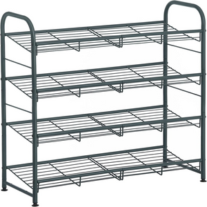 Songmics 4 Tier Shoe Rack Storage 16 Pairs Organizer Gray