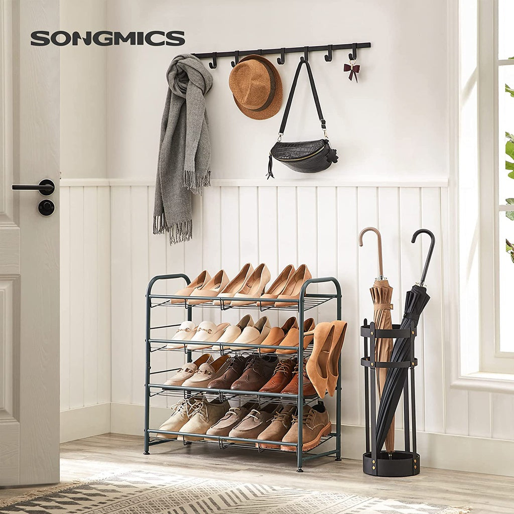 Songmics 4 Tier Shoe Rack Storage 16 Pairs Organizer Gray