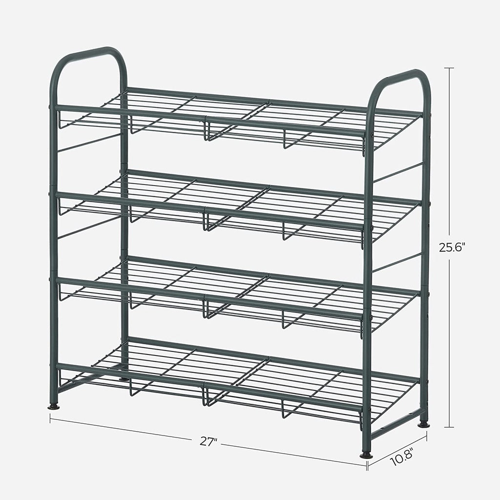 Songmics 4 Tier Shoe Rack Storage 16 Pairs Organizer Gray