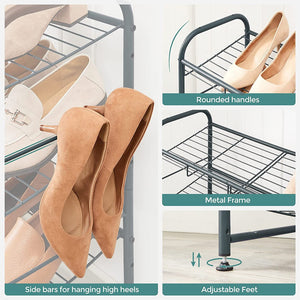 Songmics 4 Tier Shoe Rack Storage 16 Pairs Organizer Gray