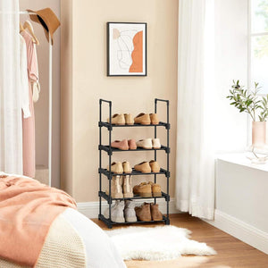 Songmics 5 Tier Metal Shoe Rack For 10 Pairs Of Shoes Black