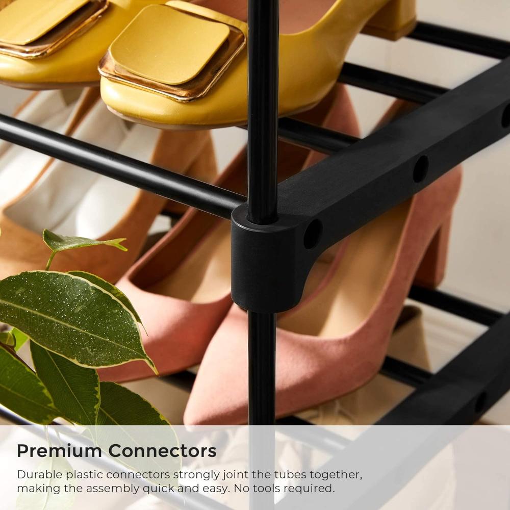 Songmics 5 Tier Metal Shoe Rack For 10 Pairs Of Shoes Black