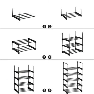 Songmics 5 Tier Metal Shoe Rack For 10 Pairs Of Shoes Black