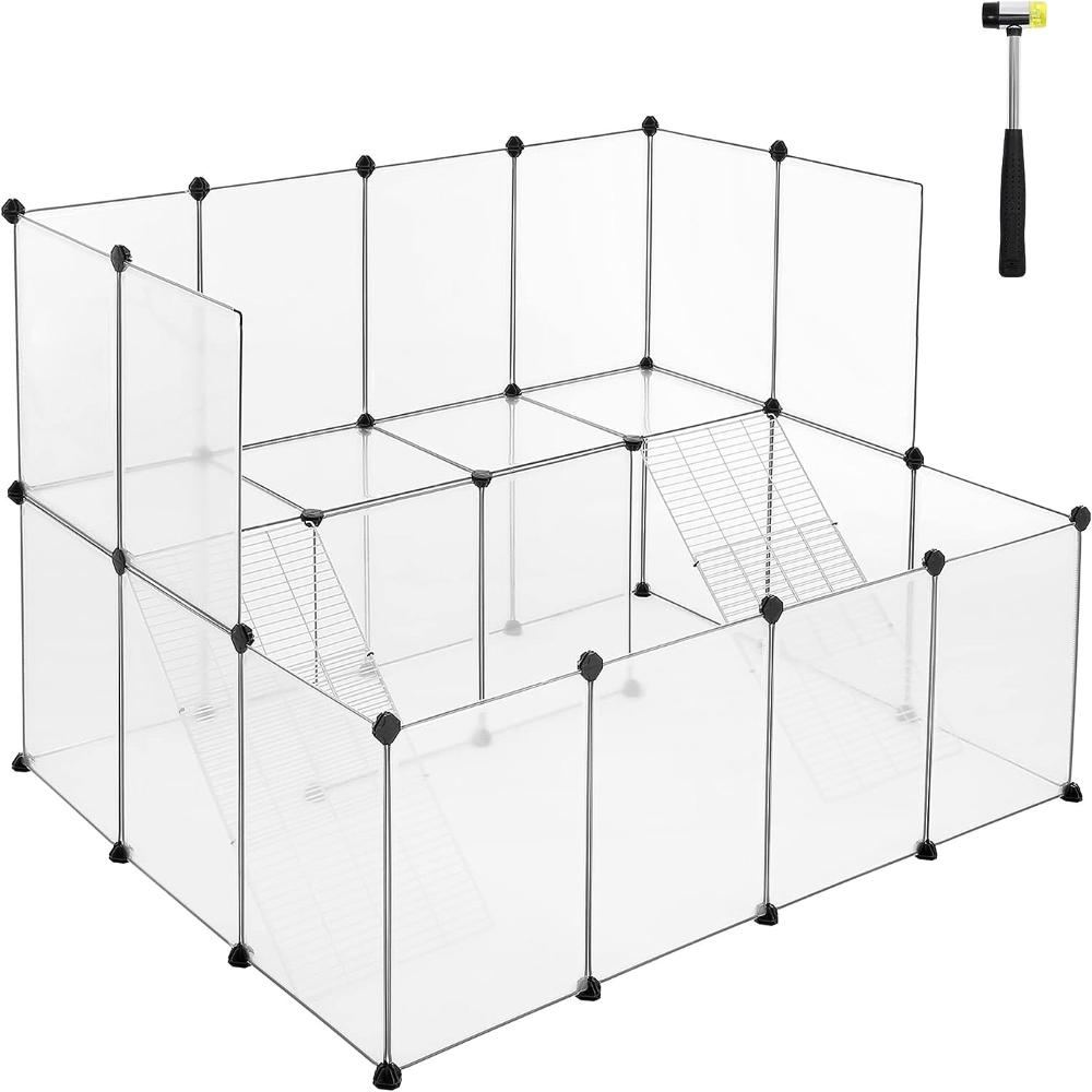 Songmics Guinea Pig Playpen With Dense Ramp White