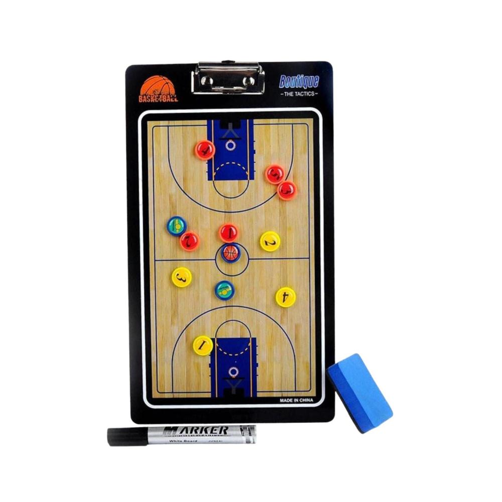 Foldable Basketball Coaching Board With Magnetic Number Pieces Marker Pen Black