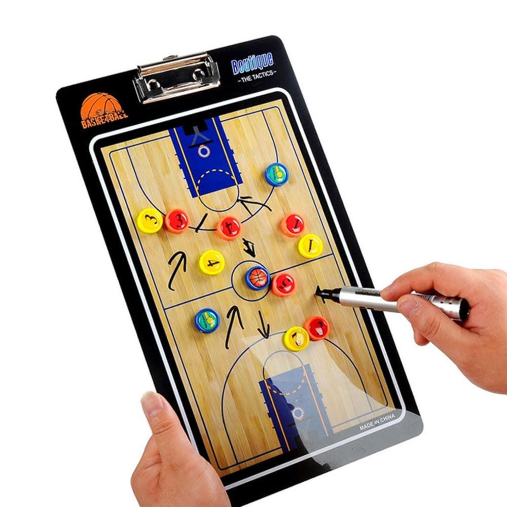 Foldable Basketball Coaching Board With Magnetic Number Pieces Marker Pen Black