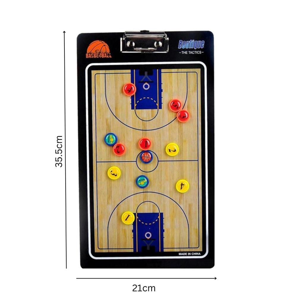 Foldable Basketball Coaching Board With Magnetic Number Pieces Marker Pen Black