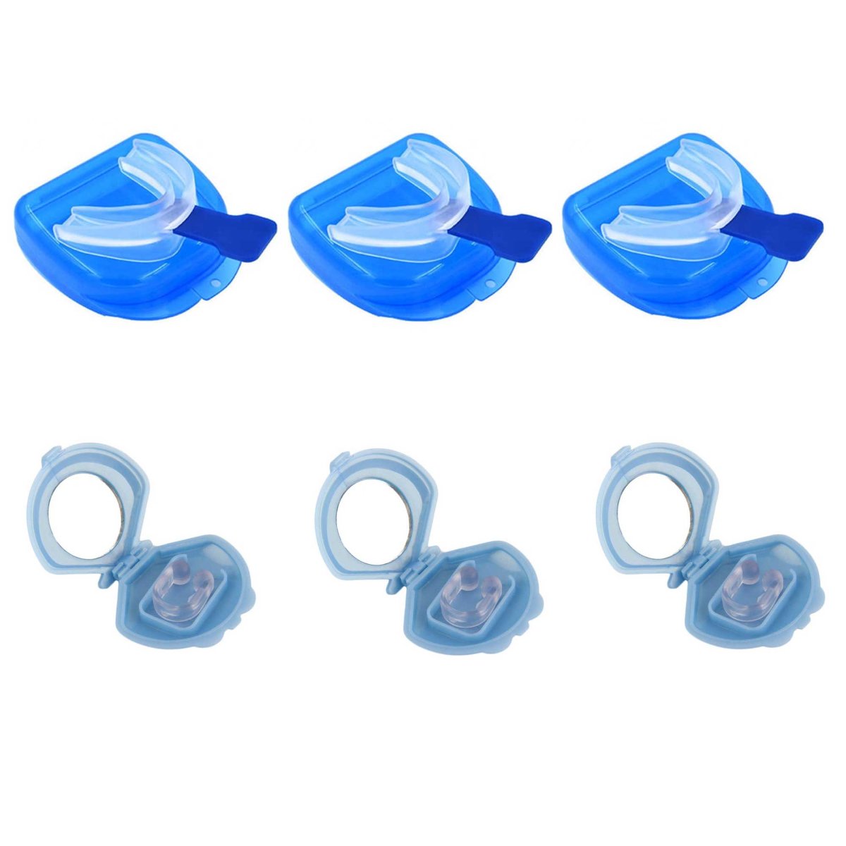 3X Mouthguard Mouthpiece + Nose Clip Anti Snoring Aid Sleep Breathing Device