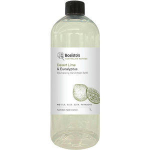 Bosisto's 1L Hand Wash Refill Lime Eucalyptus Revitalising Soap Free Liquid Gel