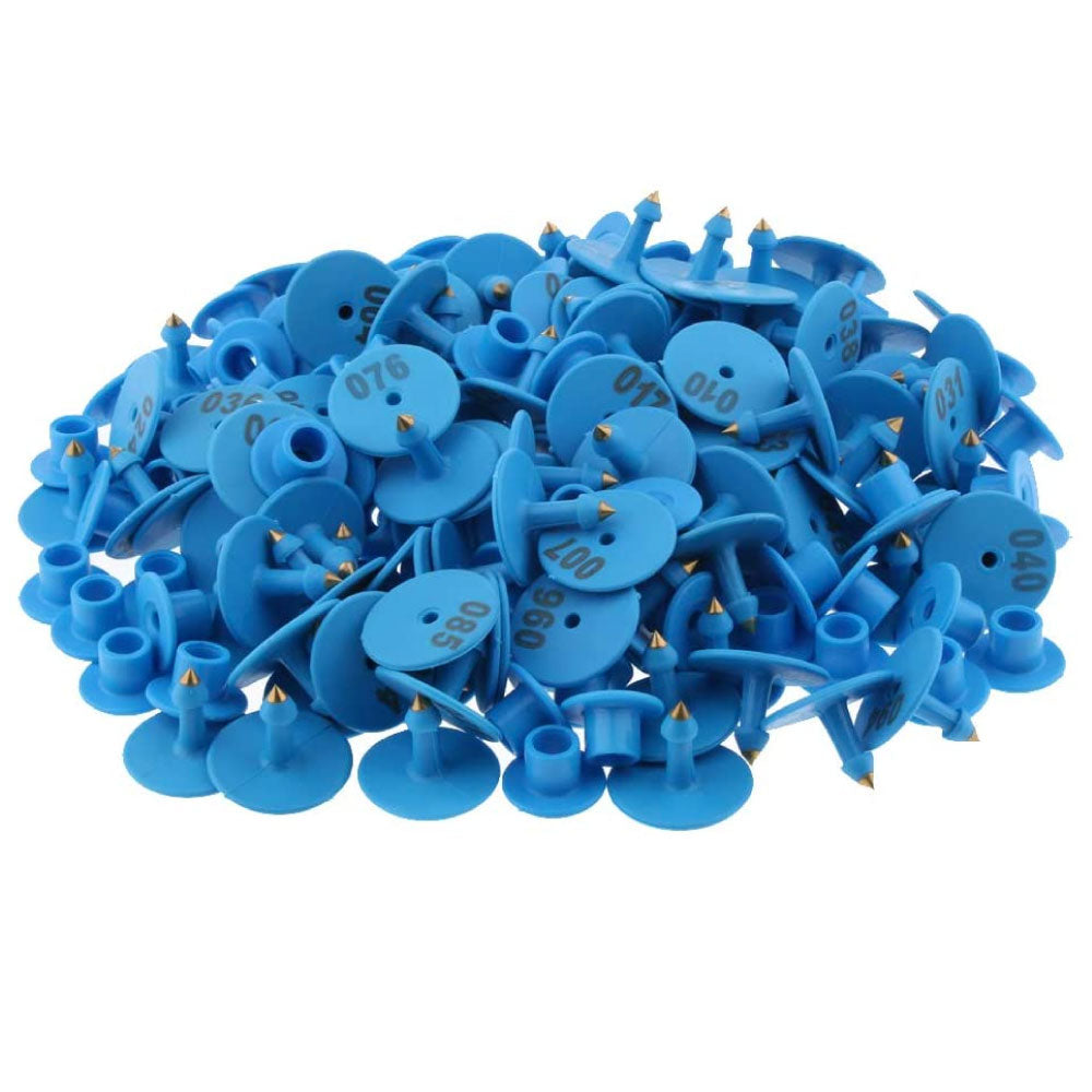 1 100 Cattle Number Ear Tags Set Round Blue Pig Sheep Goat Livestock Labels