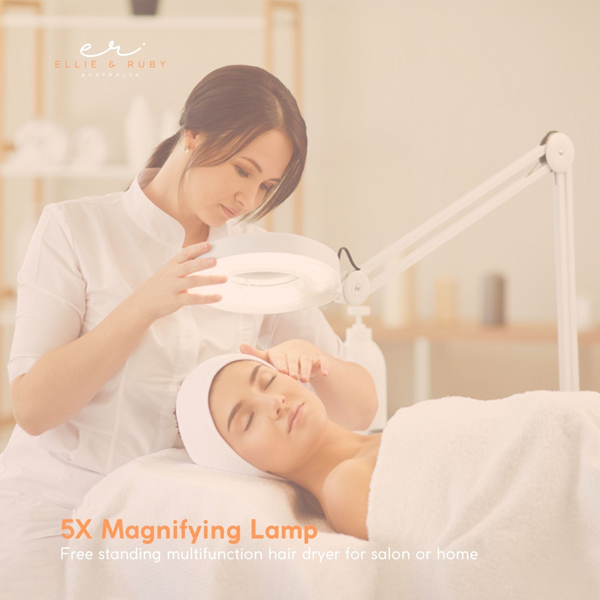 Ellie & Ruby 5X Magnifying Lamp Fluorescent Salon Light Glass Beauty Floor Stand Magnifier