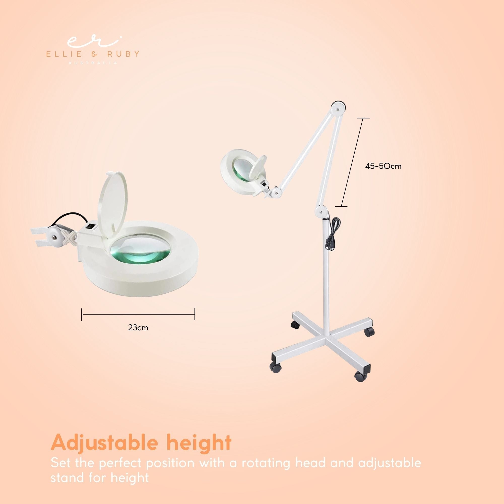 Ellie & Ruby 5X Magnifying Lamp Fluorescent Salon Light Glass Beauty Floor Stand Magnifier