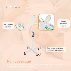 Ellie & Ruby 5X Magnifying Lamp Fluorescent Salon Light Glass Beauty Floor Stand Magnifier