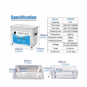 Veile Studios 4.5L Digital Ultrasonic Cleaner Sonic Bath Jewellery Cleaning