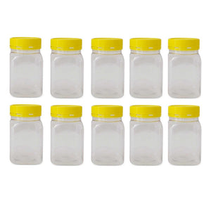 10X 500G Plastic Honey Jars + Lids Square Clear Food Grade Packaging Containers