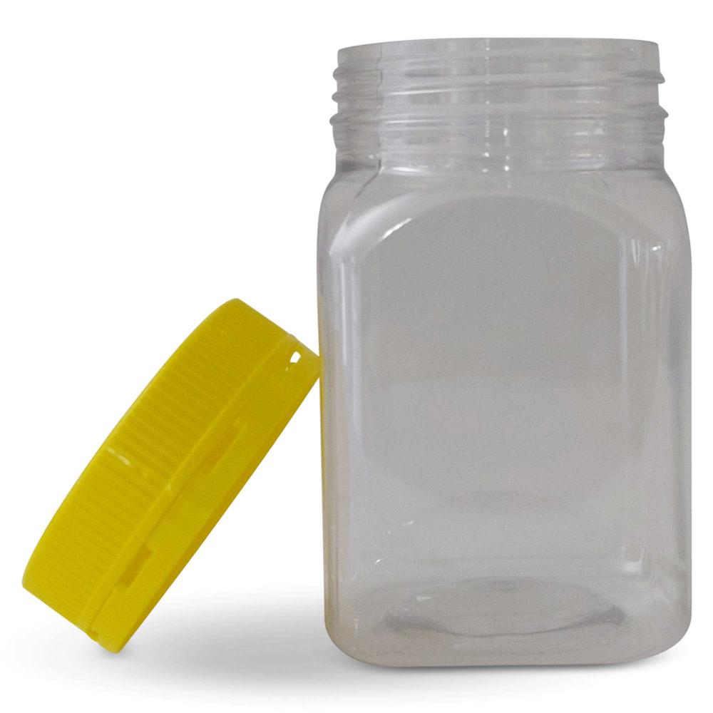 10X 500G Plastic Honey Jars + Lids Square Clear Food Grade Packaging Containers