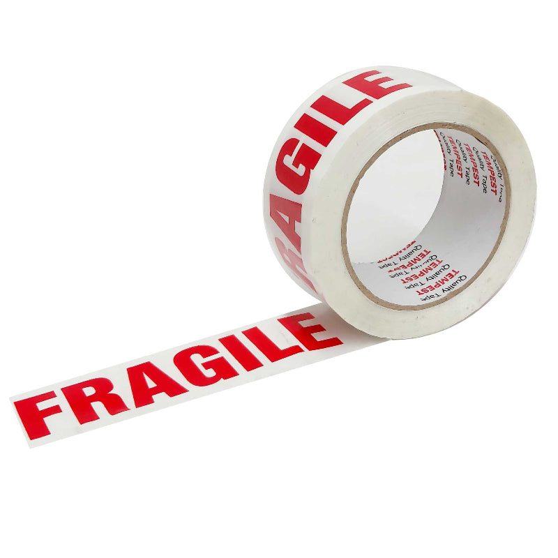 6X Fragile Packing Tape 48Mmx75m Long Rolls Red White Packaging Adhesive Label