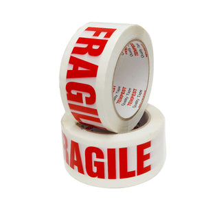 6X Fragile Packing Tape 48Mmx75m Long Rolls Red White Packaging Adhesive Label