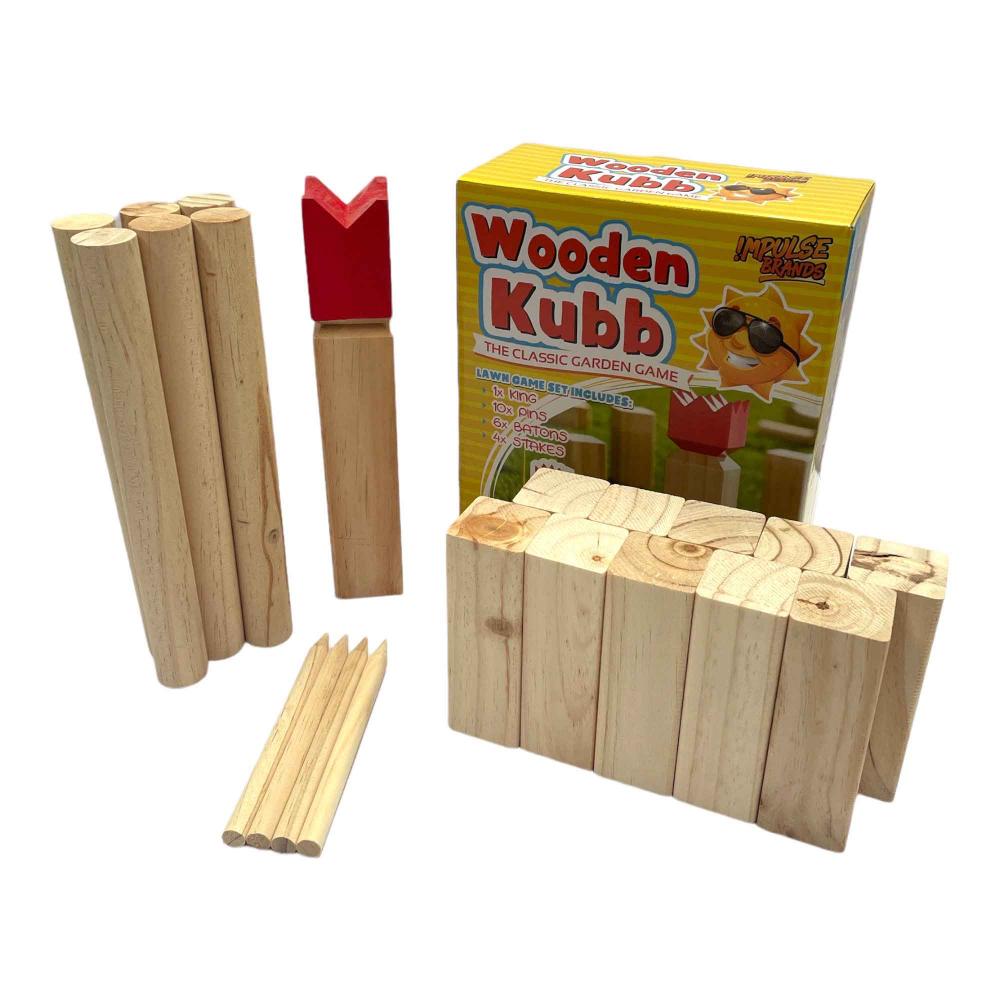 Wooden Kubb Set Outdoor Classic Swedish Skittle Garden Game Kids