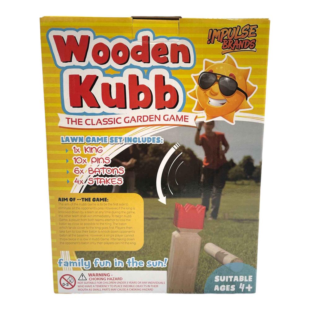 Wooden Kubb Set Outdoor Classic Swedish Skittle Garden Game Kids