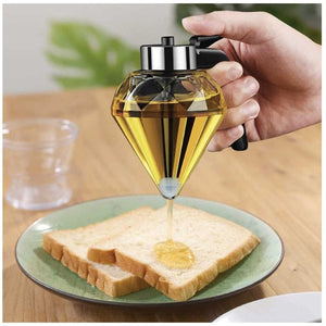 200Ml Oil Honey Dispenser Syrup Sauce Glass Pourer Diamond Pot And Stand