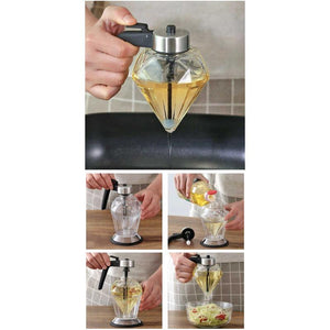 200Ml Oil Honey Dispenser Syrup Sauce Glass Pourer Diamond Pot And Stand