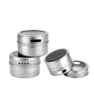 50X 150G Magnetic Spice Jar Stainless Steel Tin Herb Seasoning Storage Container