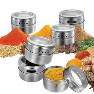 50X 150G Magnetic Spice Jar Stainless Steel Tin Herb Seasoning Storage Container