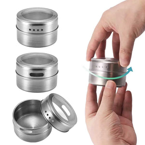 50X 150G Magnetic Spice Jar Stainless Steel Tin Herb Seasoning Storage Container