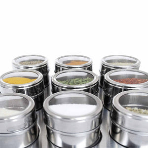 50X 150G Magnetic Spice Jar Stainless Steel Tin Herb Seasoning Storage Container