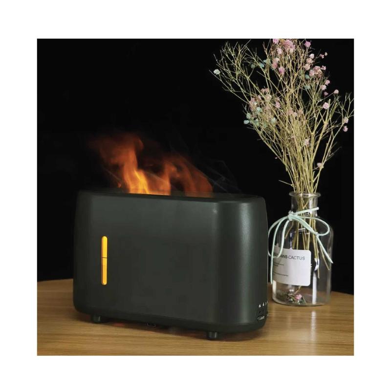 Orku Essential Oil Aroma Diffuser And Remote Grey 240Ml Flame Fire Style Air Humidifier