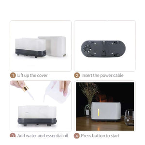 Orku Essential Oil Aroma Diffuser And Remote Grey 240Ml Flame Fire Style Air Humidifier