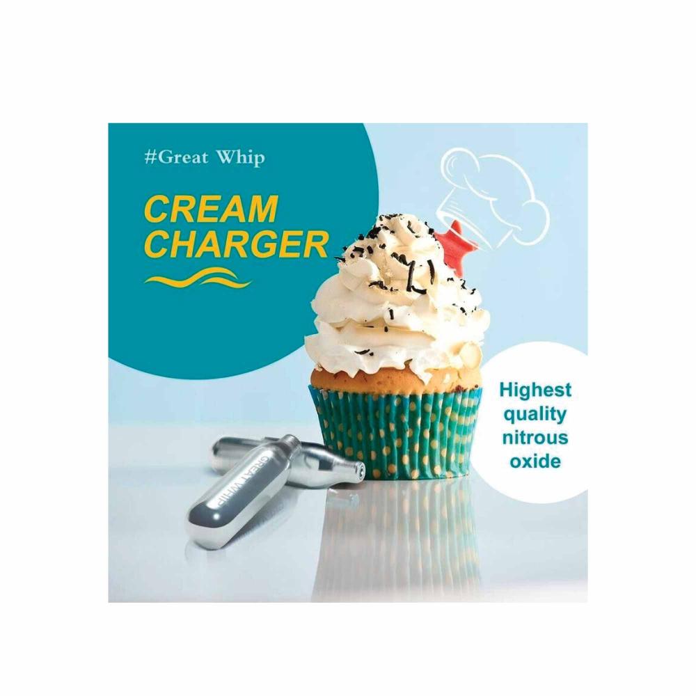 Greatwhip 50X Cream Chargers No2 Nitrous Oxide Food Use Whip Bulb Canisters