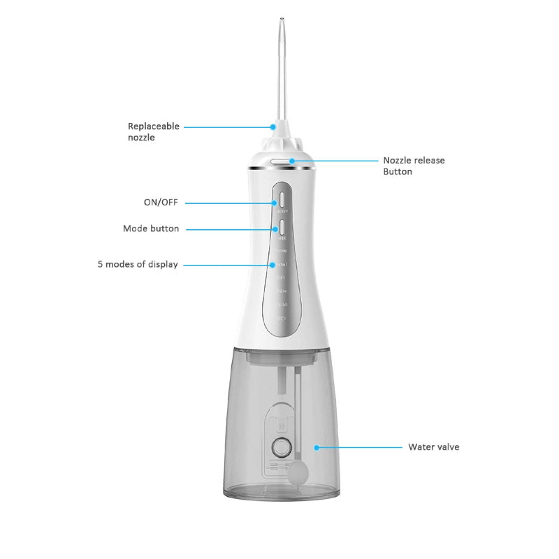 Portable Oral Irrigator 350Ml Rechargeable Water Dental Flosser Teeth Cleaner