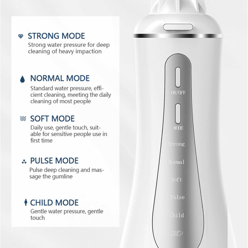 Portable Oral Irrigator 350Ml Rechargeable Water Dental Flosser Teeth Cleaner