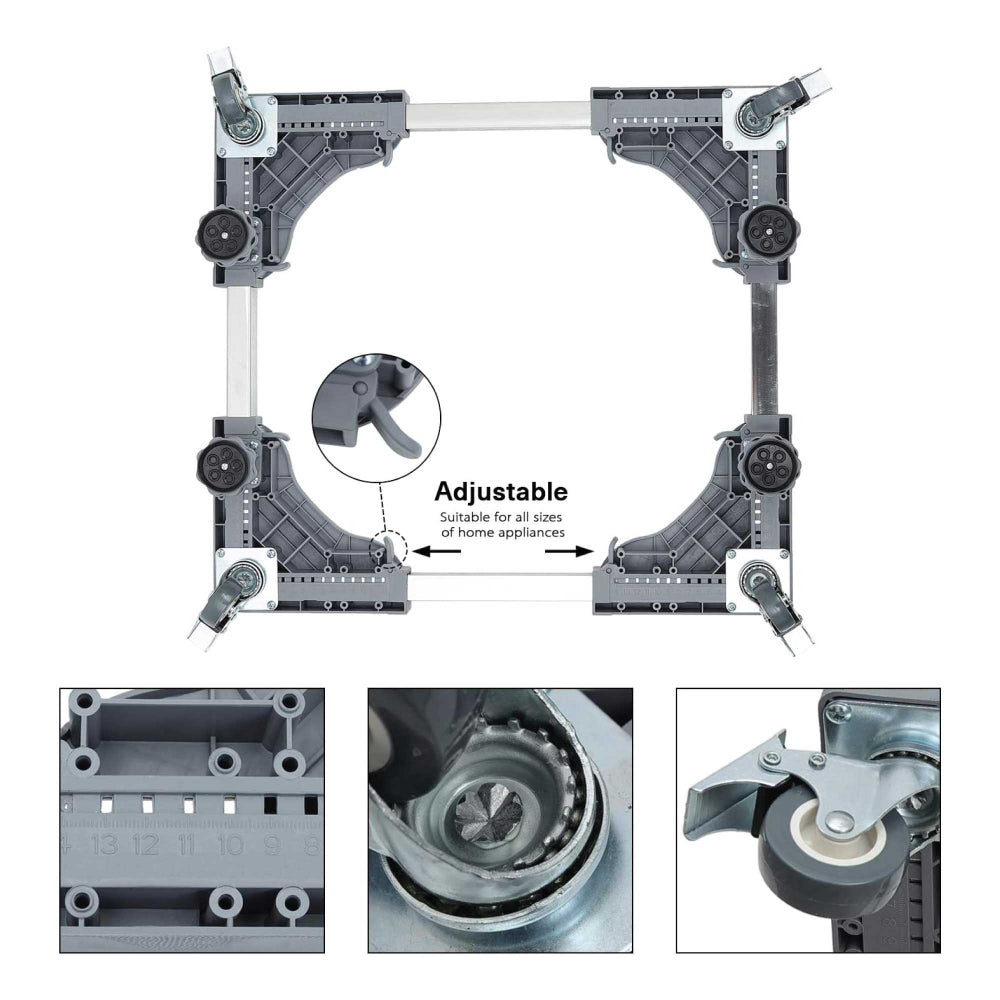 Adjustable Appliance Base Stand Lock Wheel Trolley For Washing Machine Fridge